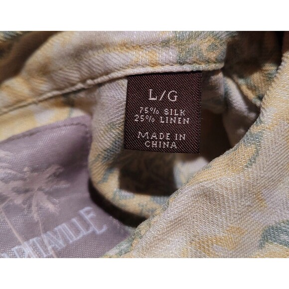 Jimmy Buffett Margaritaville Silk Linen Blend Hawaiian Camp Shirt Beach Aloha L - Picture 7 of 9